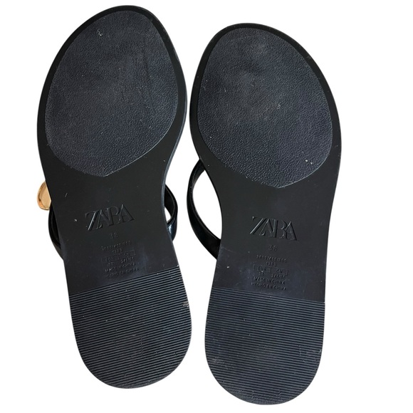 ZARA BLACK sandal with Gold detailing 38 7.5 - Picture 5 of 8